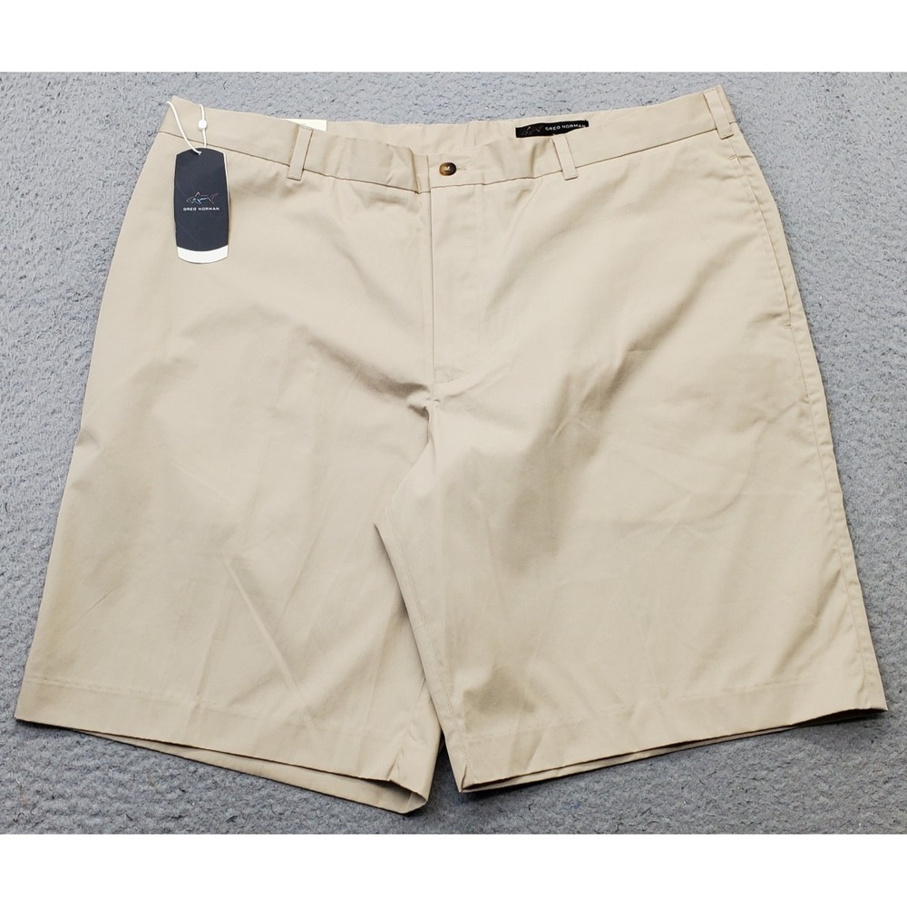 Greg Norman The Rain Golf Shorts Mens 40 Tan Waterproof Flat Front Performance